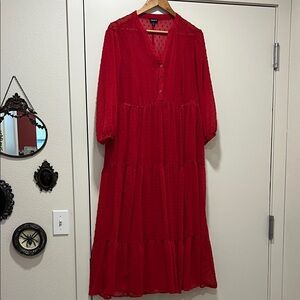 Red Half-Button-Down Dress